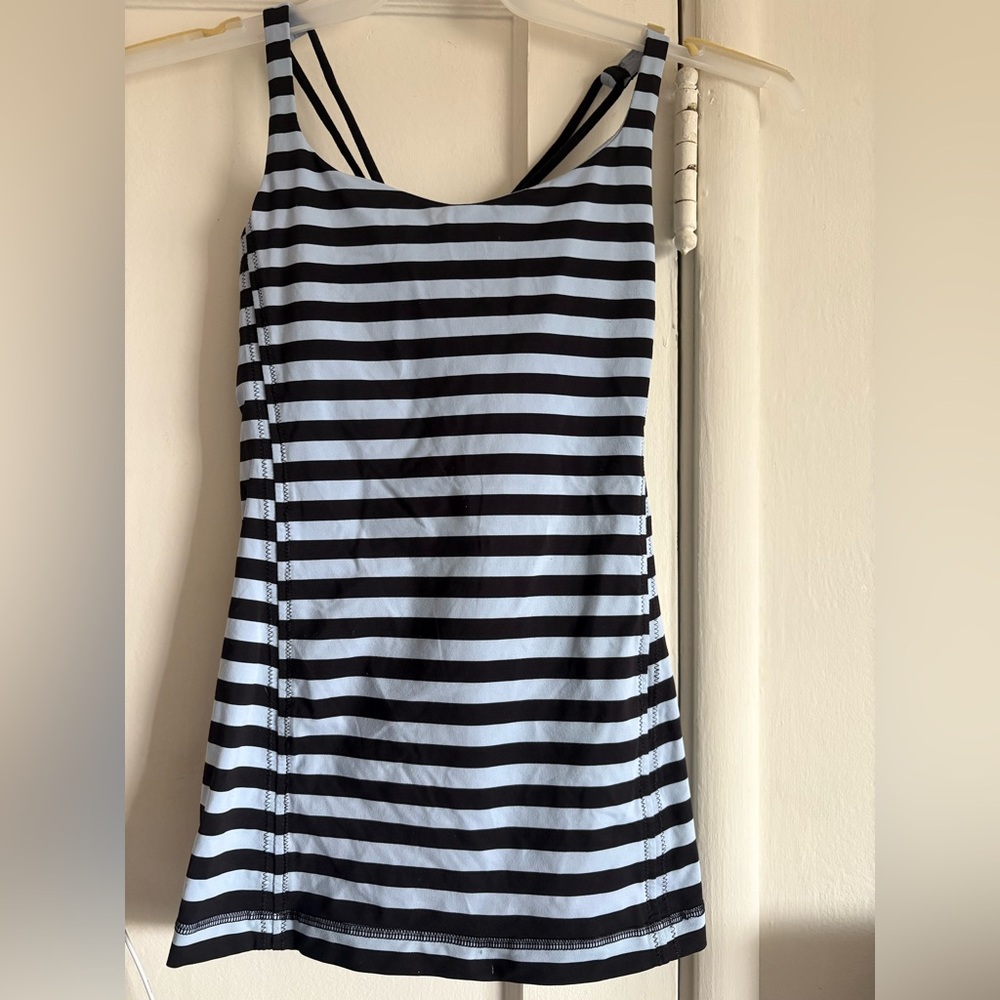 Stylish Blue Striped Athletic Tank Top